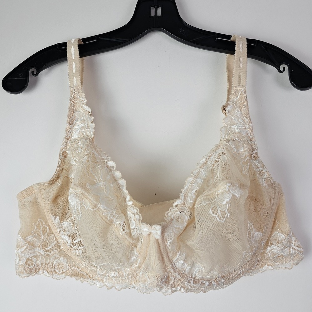 Paramour Madison Unlined‎ Bra 42C Beige 115946 Full Coverage Demi T-Shirt Sheer
